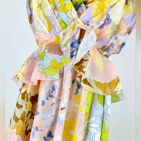 Zimmermann Pop Ruffle Midi Dress in Patch Floral - Picture 8 of 10